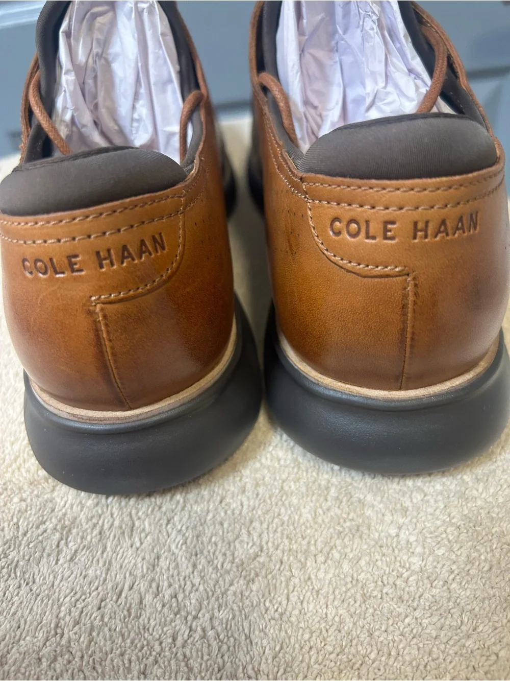 COLE HAAN 2.ZEROGRAND LASER CUT WINGTIP OXFORDS.NWOB SIZE 13M British tan